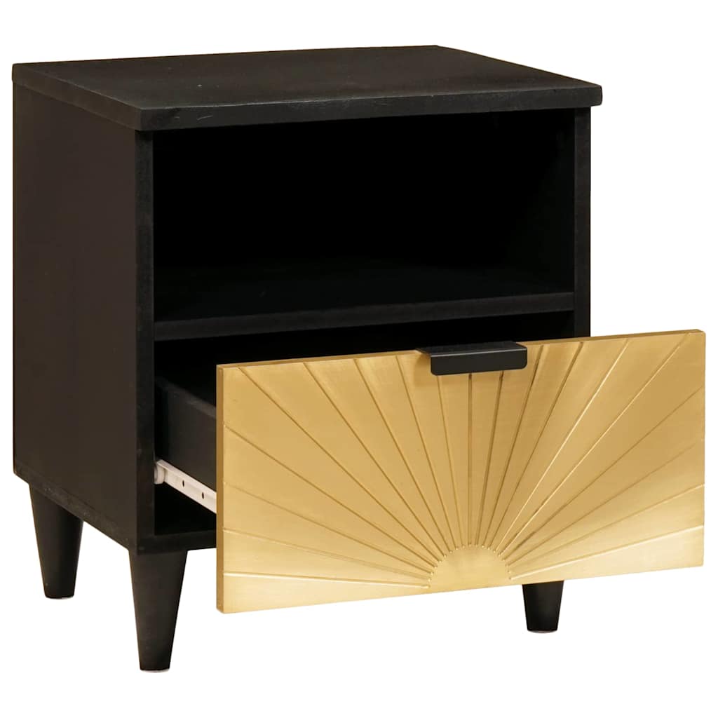 Bedside Cabinet Black and Gold 40 x 33 x 46 cm Engineered Wood