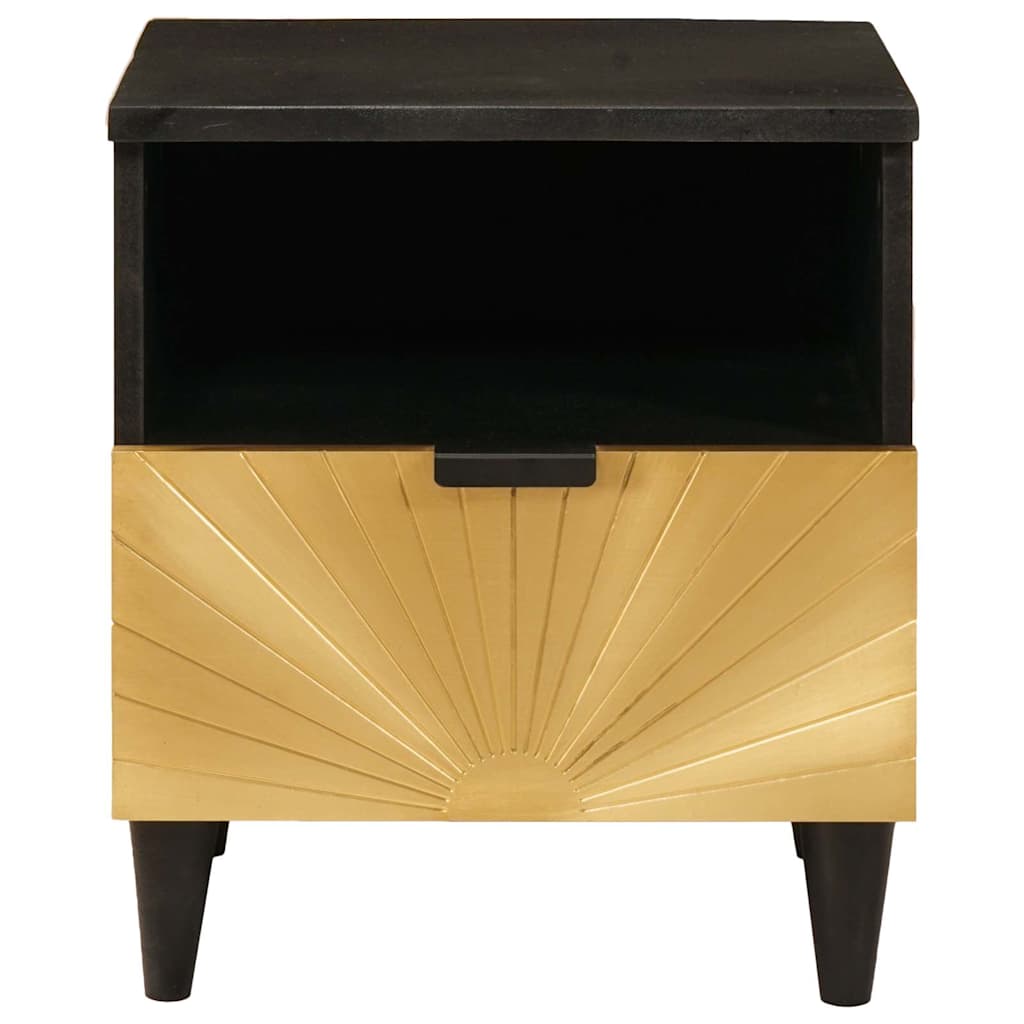 Bedside Cabinet Black and Gold 40 x 33 x 46 cm Engineered Wood