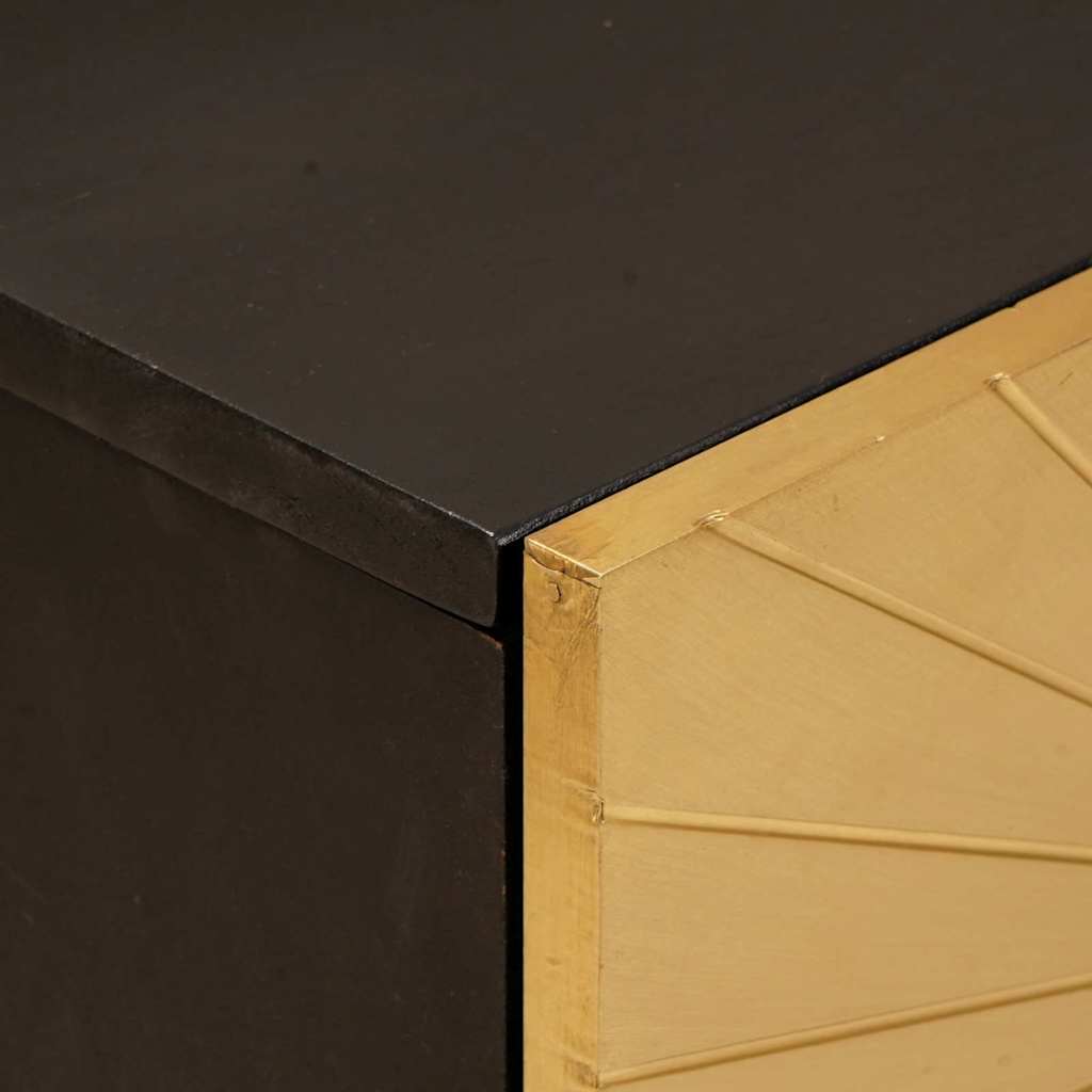 Bedside Table Black and Gold 50 x 33 x 60 cm Engineered Wood
