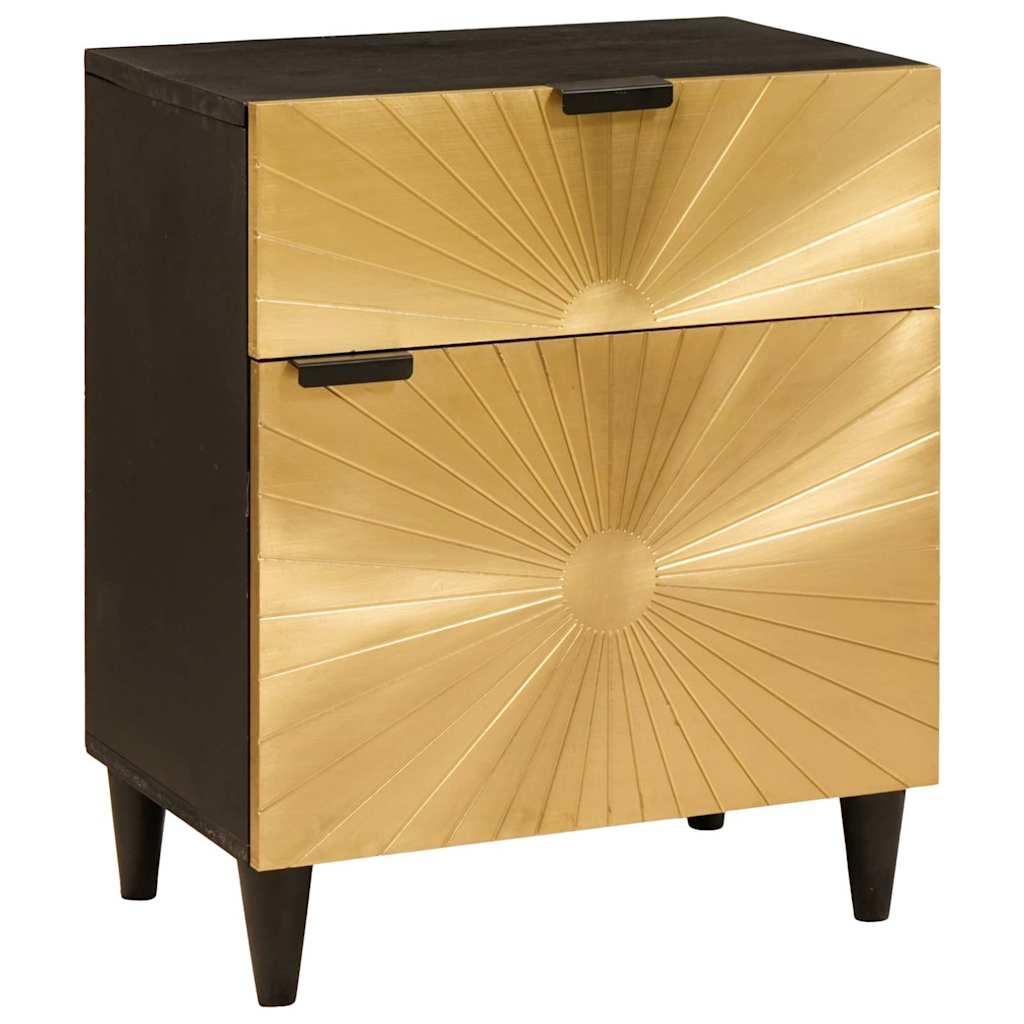 Bedside Table Black and Gold 50 x 33 x 60 cm Engineered Wood