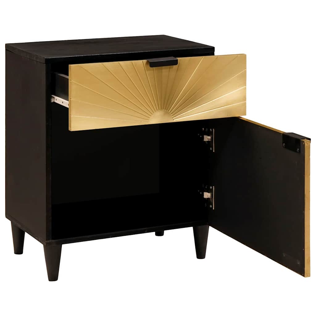 Bedside Table Black and Gold 50 x 33 x 60 cm Engineered Wood