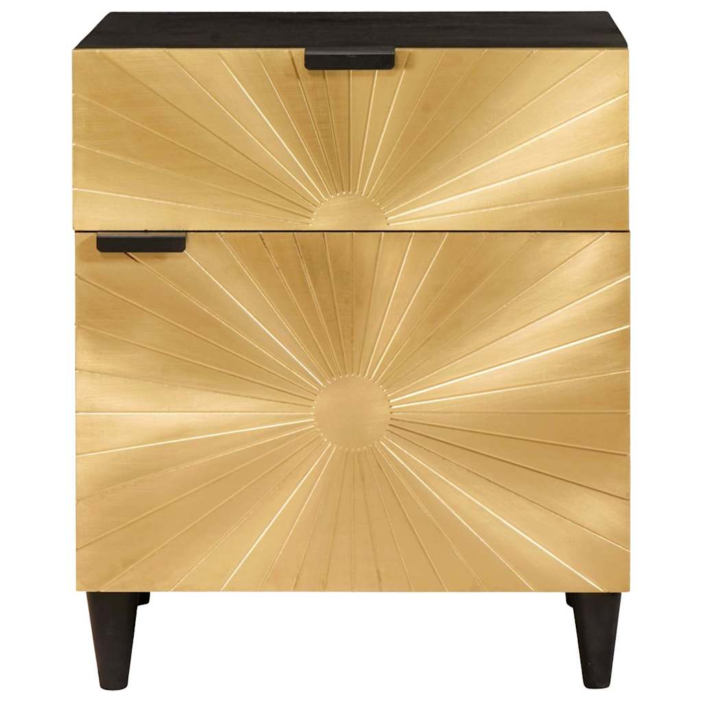 Bedside Table Black and Gold 50 x 33 x 60 cm Engineered Wood