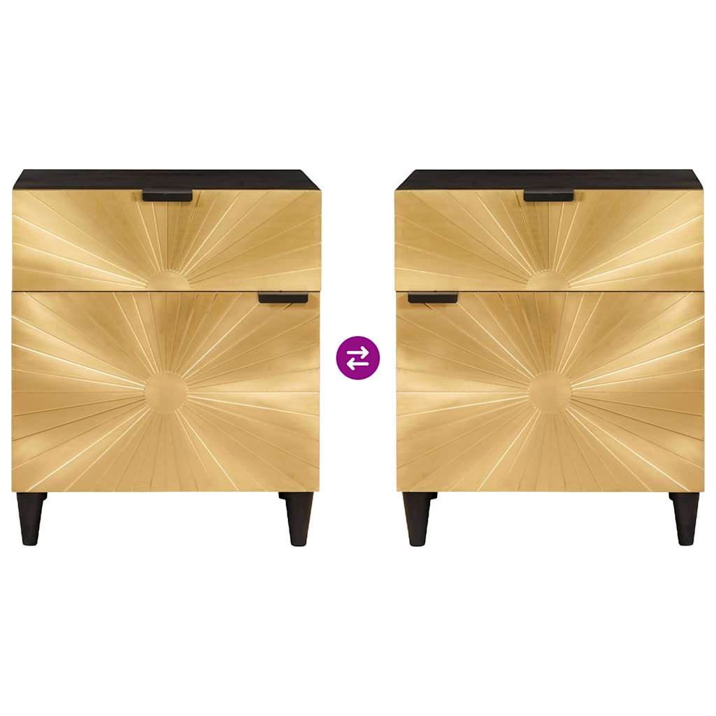 Bedside Table Black and Gold 50 x 33 x 60 cm Engineered Wood