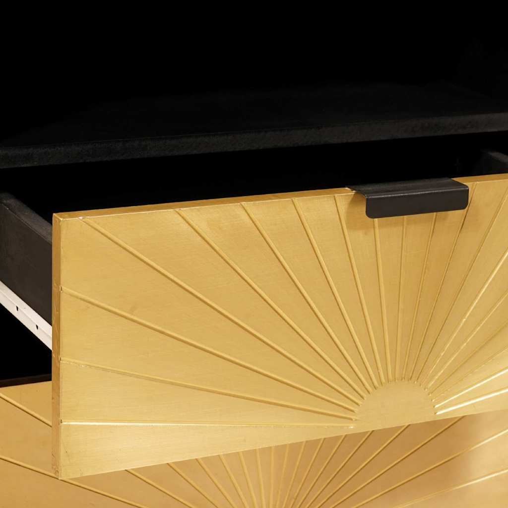 Bedside Table Black and Gold 50 x 33 x 62 cm Engineered Wood
