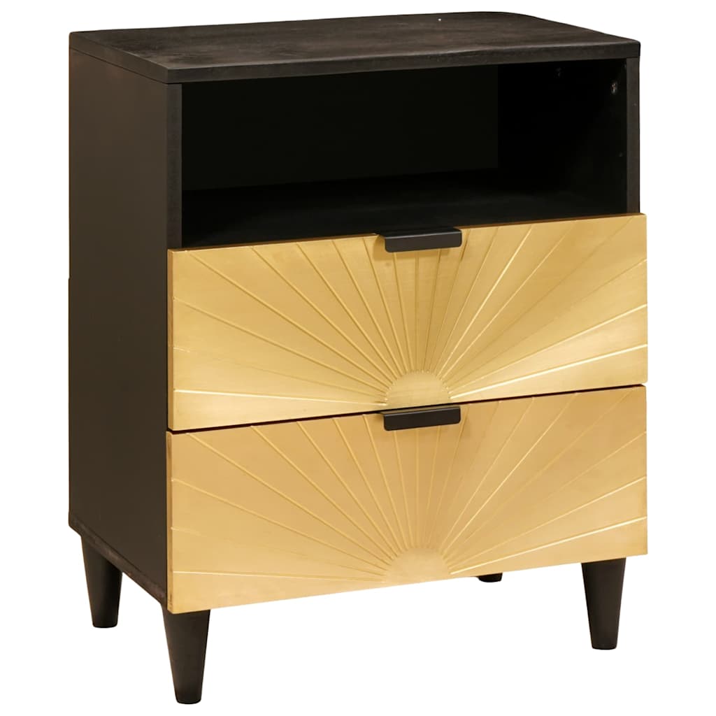 Bedside Table Black and Gold 50 x 33 x 62 cm Engineered Wood