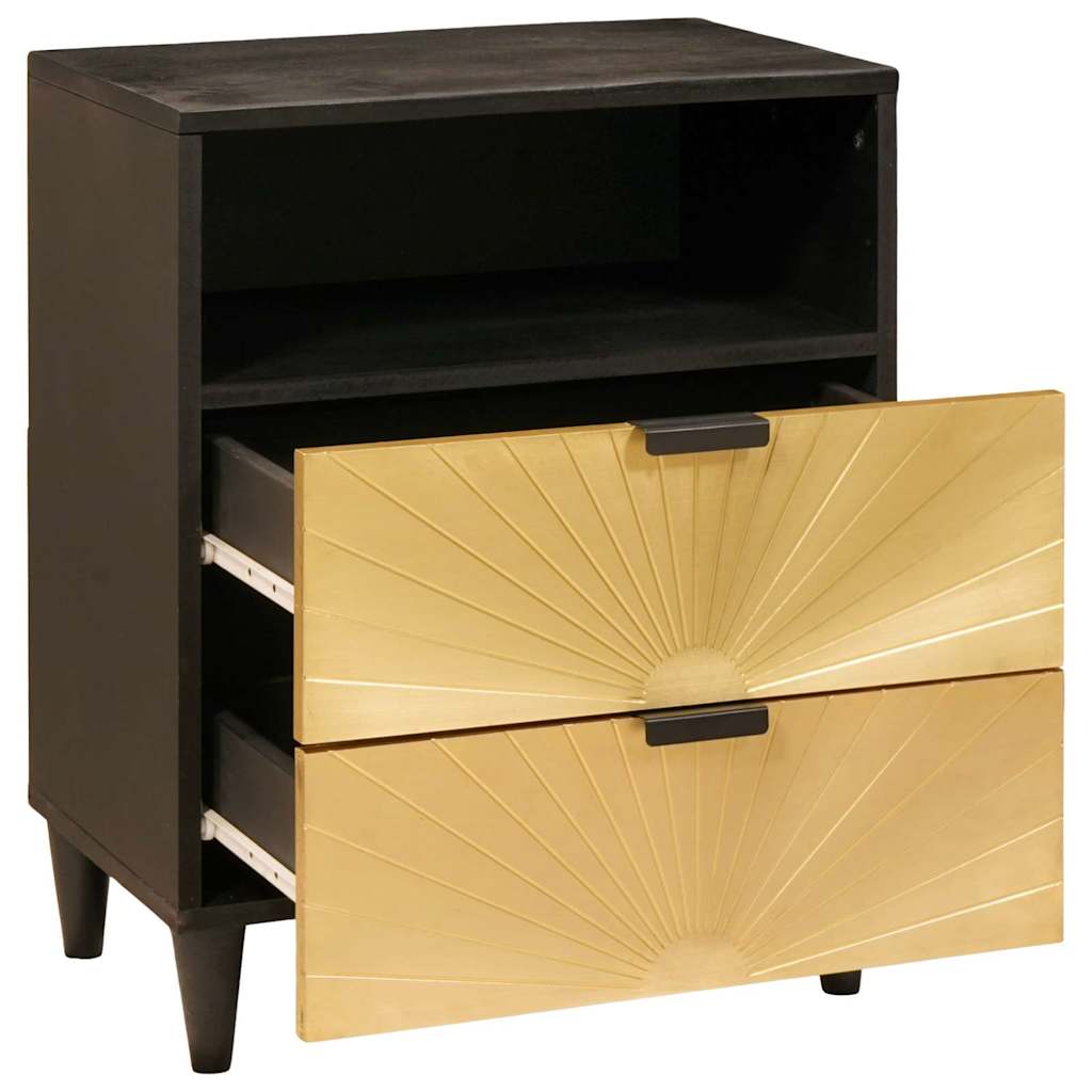 Bedside Table Black and Gold 50 x 33 x 62 cm Engineered Wood