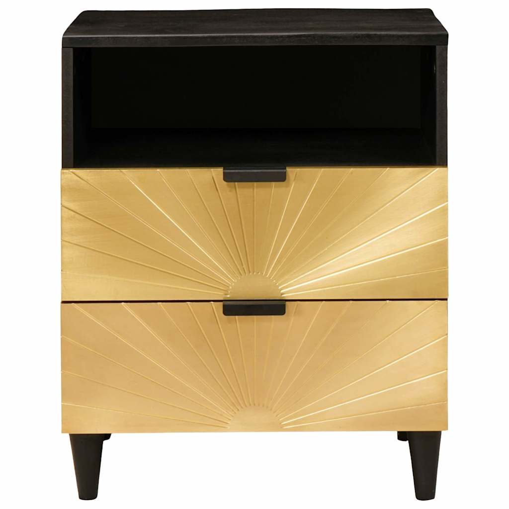 Bedside Table Black and Gold 50 x 33 x 62 cm Engineered Wood
