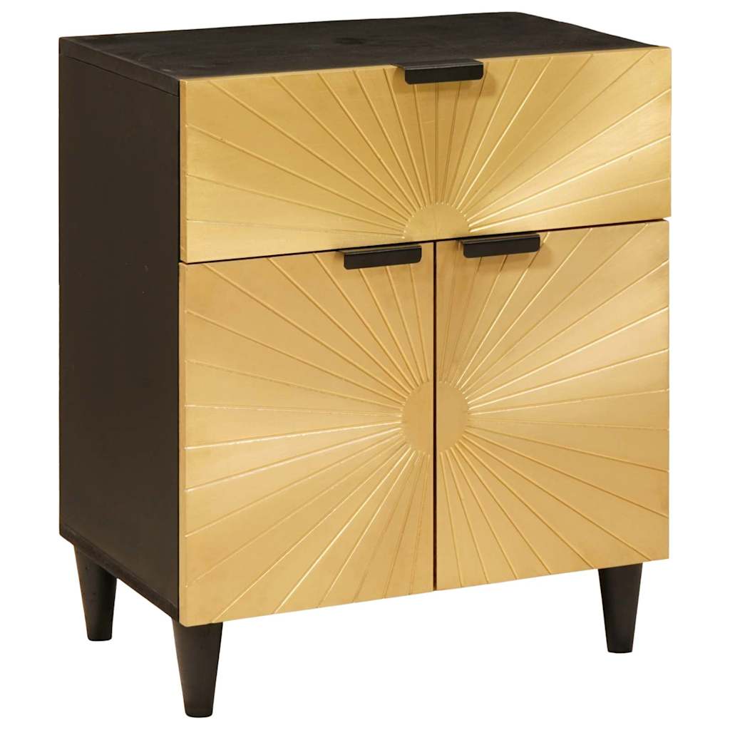 Bedside Table Black and Gold 50 x 33 x 60 cm Engineered Wood