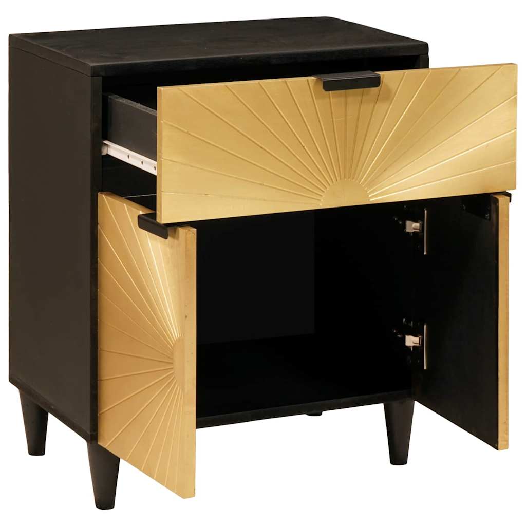 Bedside Table Black and Gold 50 x 33 x 60 cm Engineered Wood