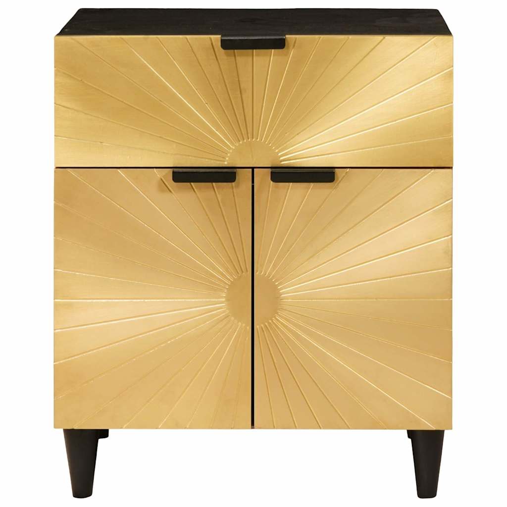 Bedside Table Black and Gold 50 x 33 x 60 cm Engineered Wood