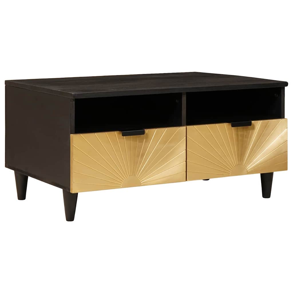 Coffee Table Black and Gold 40 x 33 x 46 cm Engineered Wood