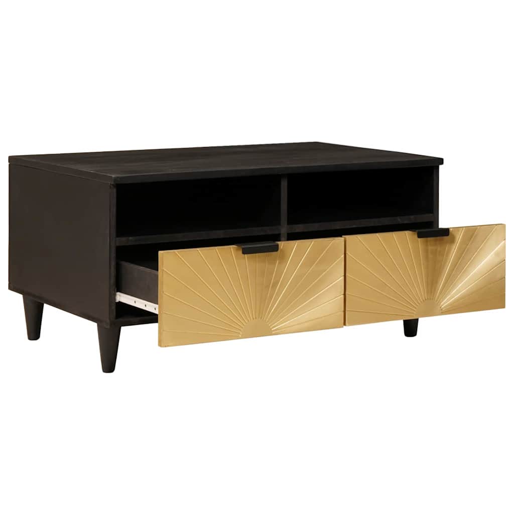 Coffee Table Black and Gold 40 x 33 x 46 cm Engineered Wood