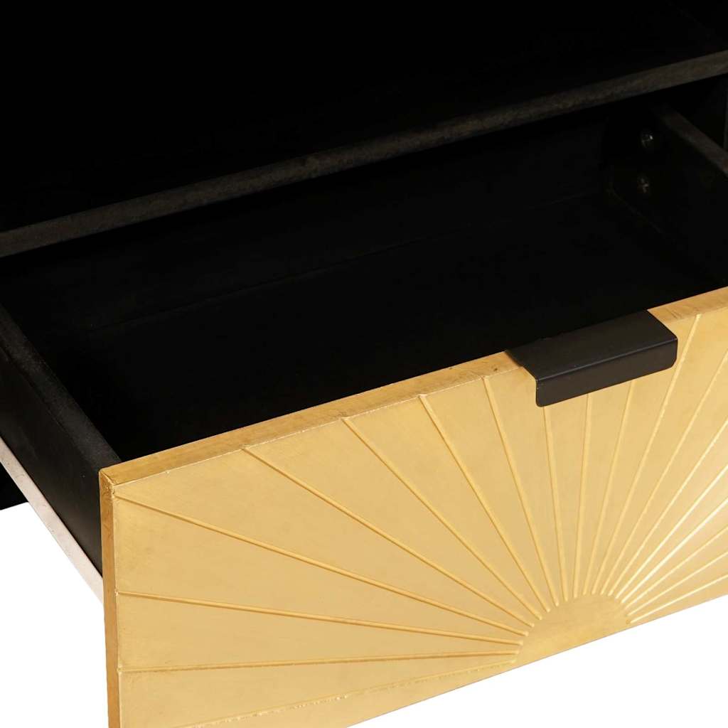 TV Cabinet Black and Gold 80 x 33 x 46 cm Engineered wood