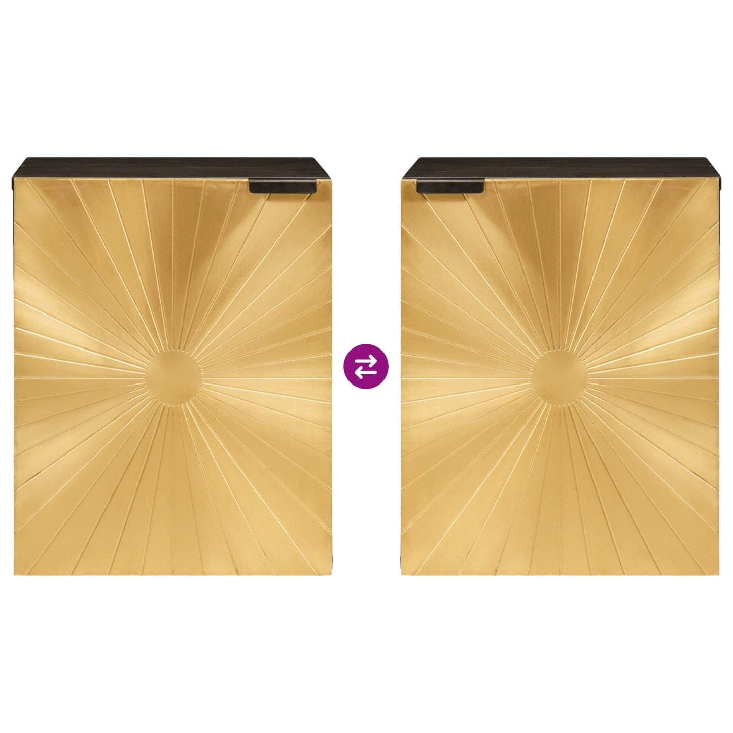Bathroom Cabinet with Shelf Black and Gold 38 x 33 x 48 cm