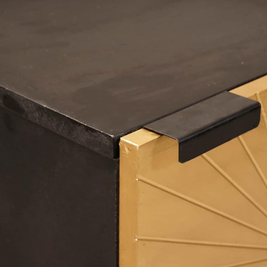 Side Cabinet Black and Gold 40 x 33.5 x 110 cm Solid Mango Wood