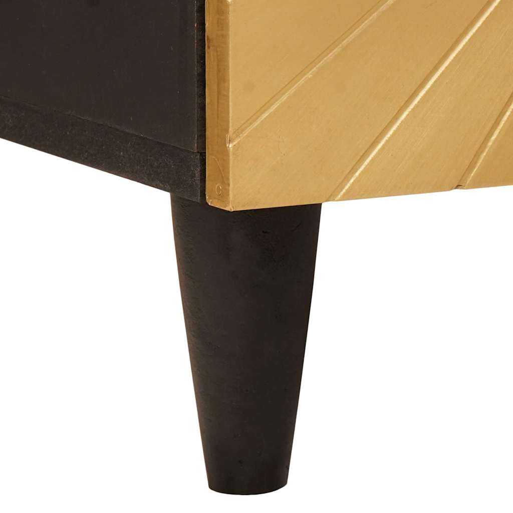 Side Cabinet Black and Gold 40 x 33.5 x 110 cm Solid Mango Wood