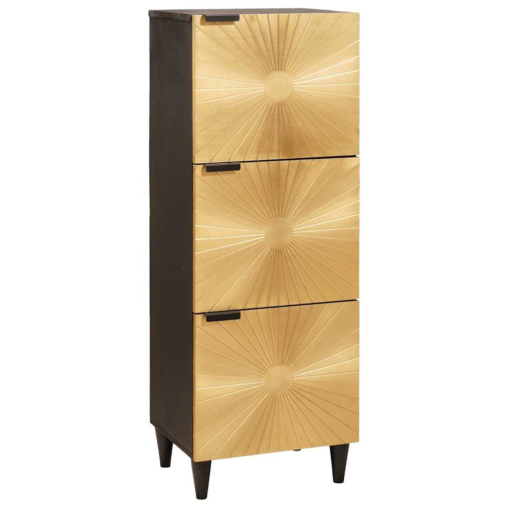Side Cabinet Black and Gold 40 x 33.5 x 110 cm Solid Mango Wood
