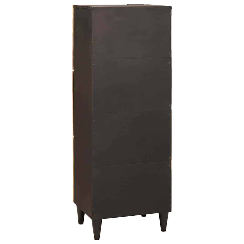 Side Cabinet Black and Gold 40 x 33.5 x 110 cm Solid Mango Wood