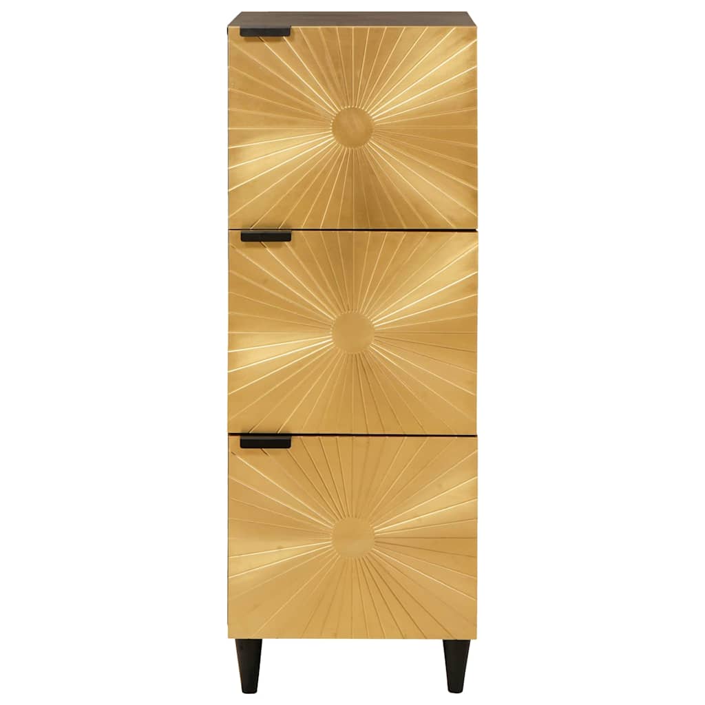 Side Cabinet Black and Gold 40 x 33.5 x 110 cm Solid Mango Wood