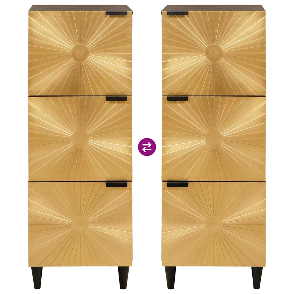 Side Cabinet Black and Gold 40 x 33.5 x 110 cm Solid Mango Wood