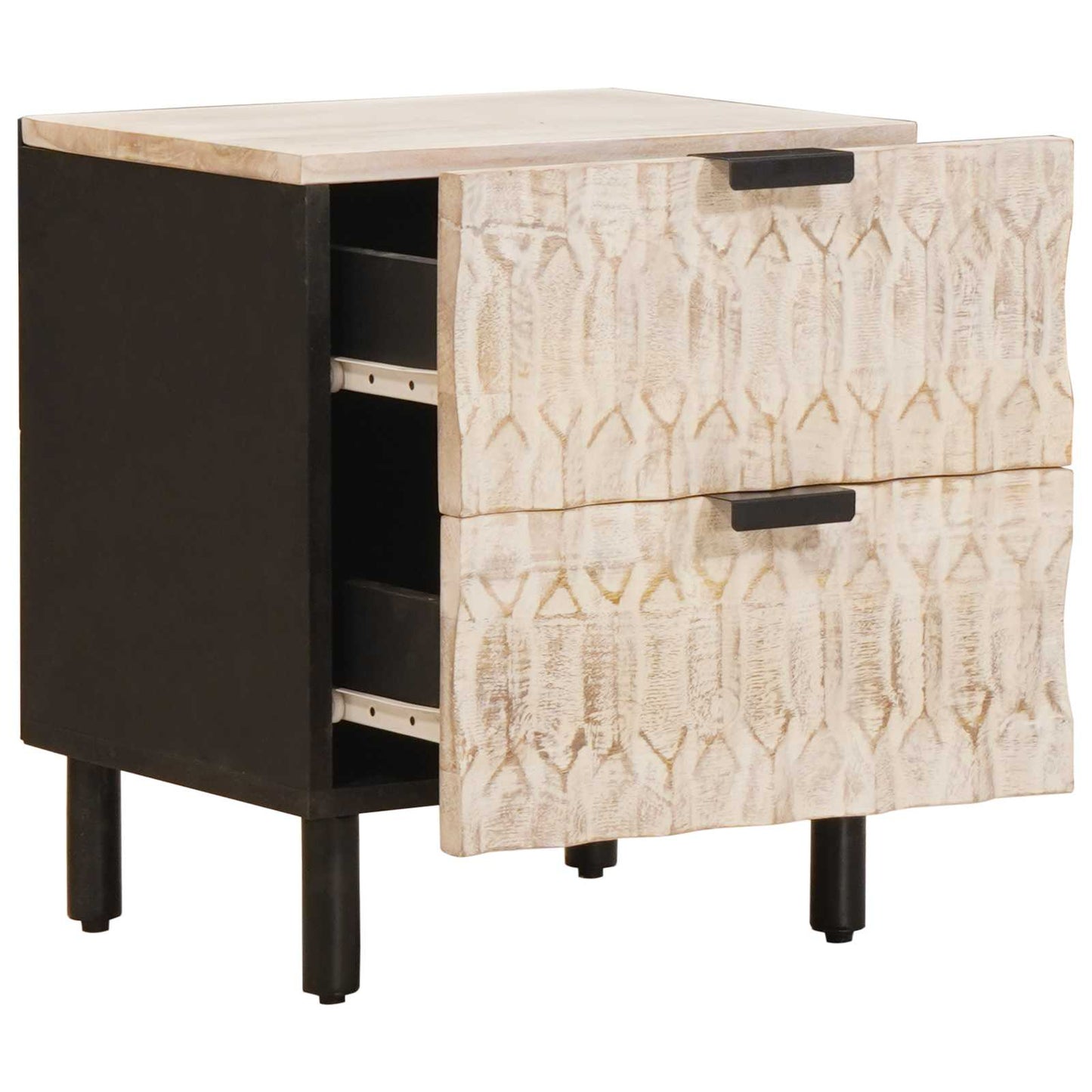 Bedside Cabinet 2 pcs White 40 x 33 x 46 cm Solid Mango Wood