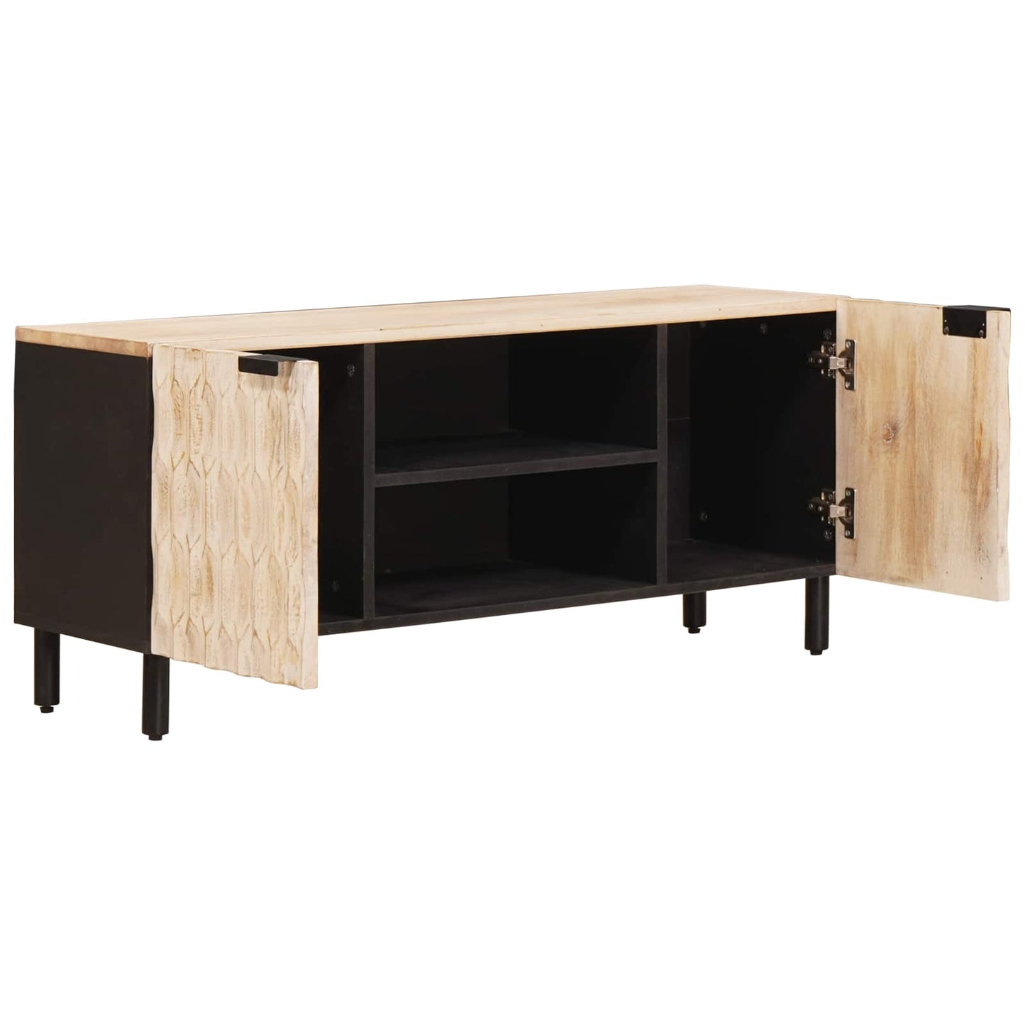 TV Cabinet White Wash Finish 105 x 33 x 46 cm Solid Mango Wood