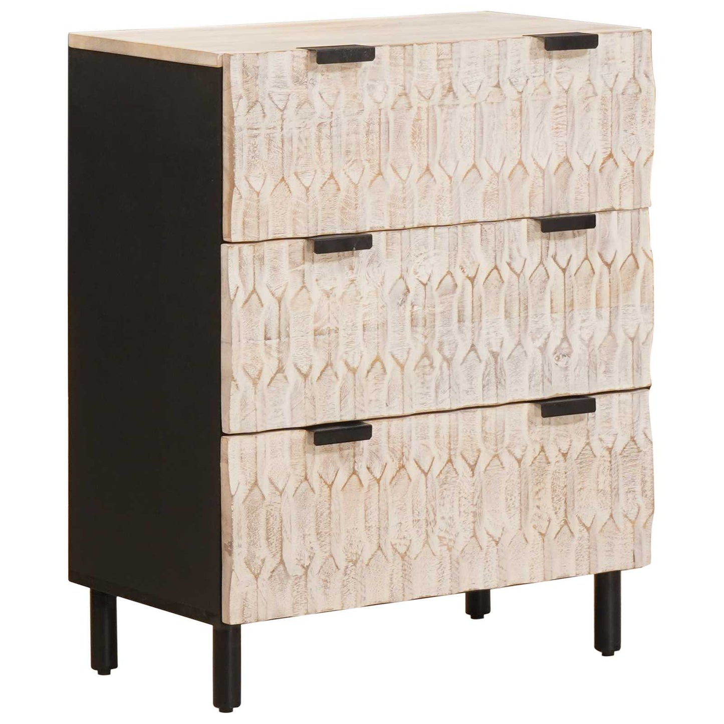 Sideboard White Wash Finish 60 x 33 x 75 cm Solid Mango Wood