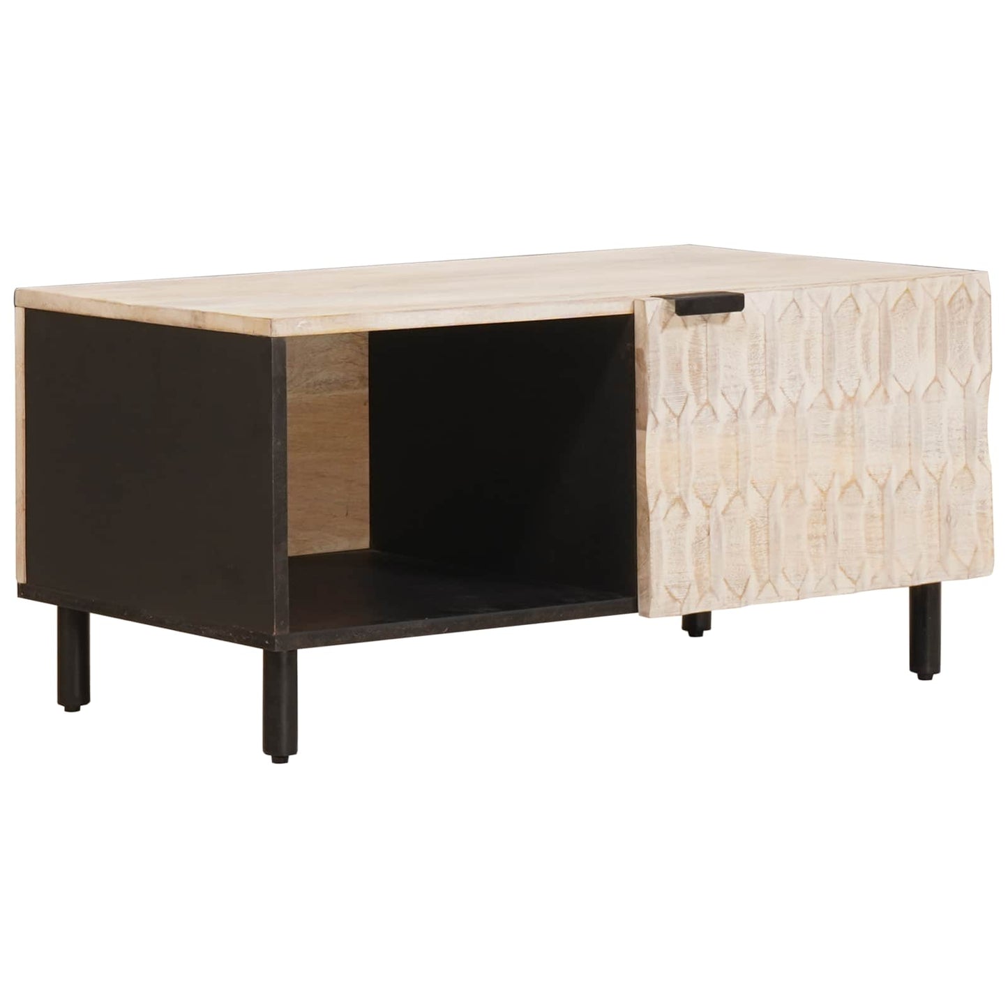 Coffee Table White 80 x 50 x 40 cm Solid Mango Wood