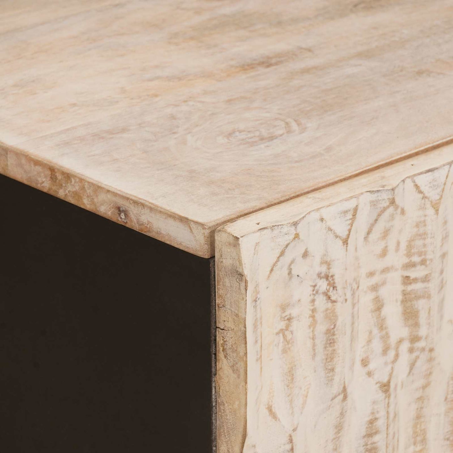 Coffee Table White 80 x 50 x 40 cm Solid Mango Wood
