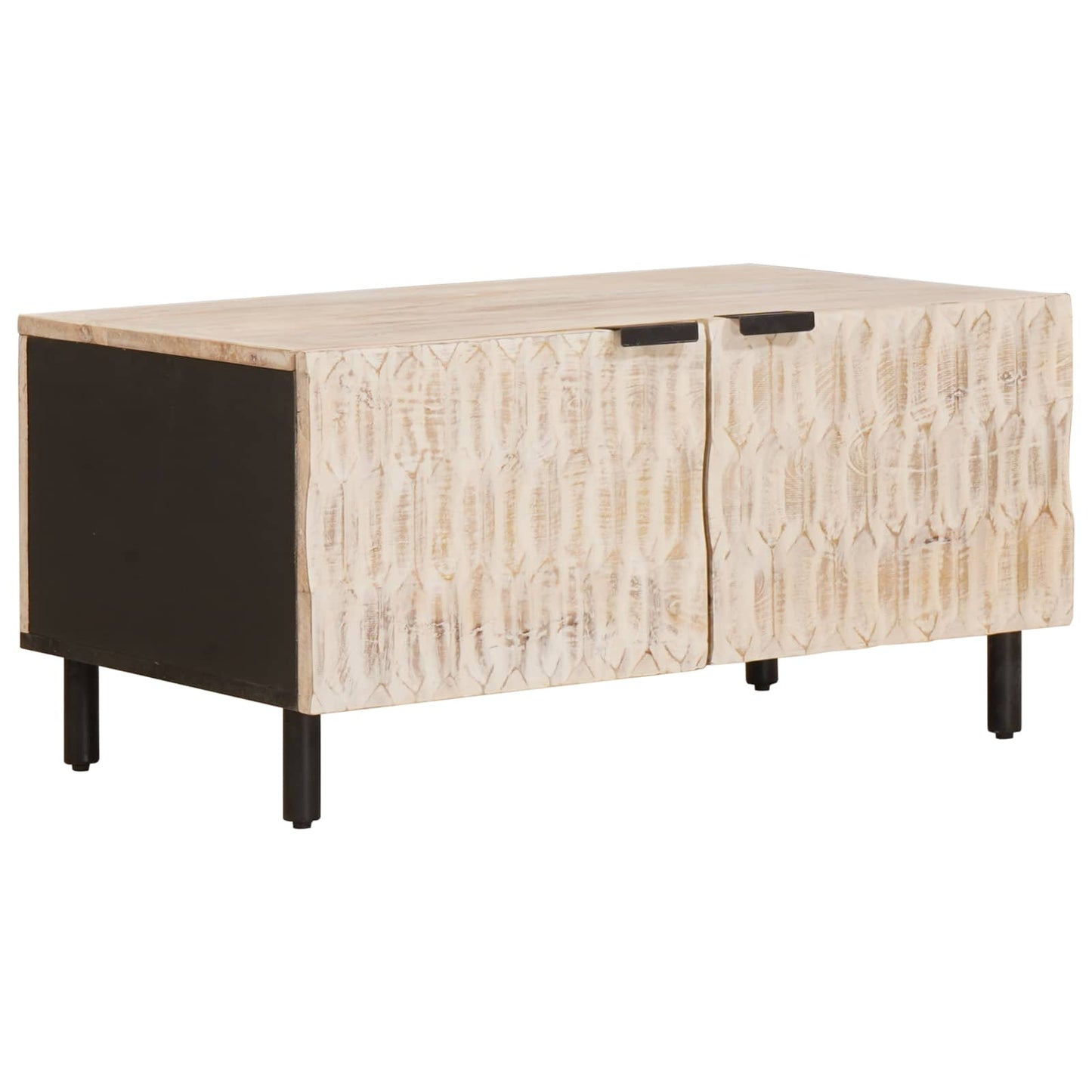 Coffee Table White 80 x 50 x 40 cm Solid Mango Wood