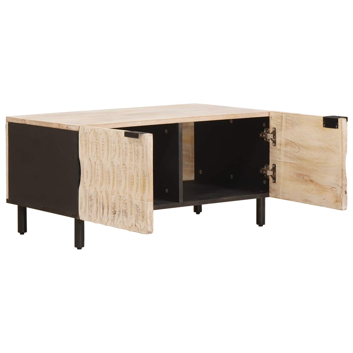 Coffee Table White 80 x 50 x 40 cm Solid Mango Wood