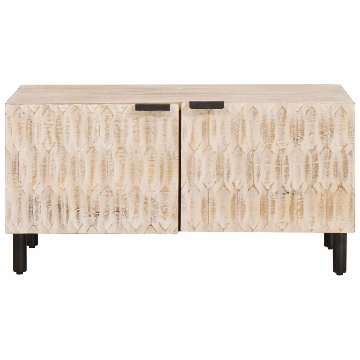 Coffee Table White 80 x 50 x 40 cm Solid Mango Wood