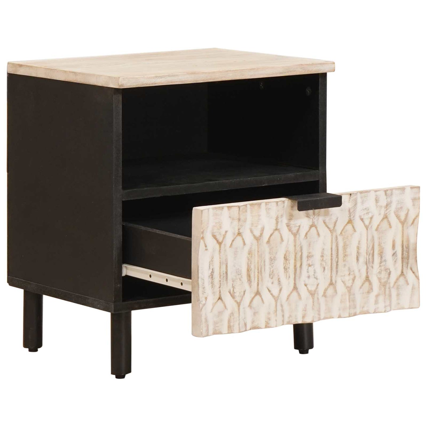 Bedside Cabinet White 40 x 33 x 46 cm Solid Mango Wood