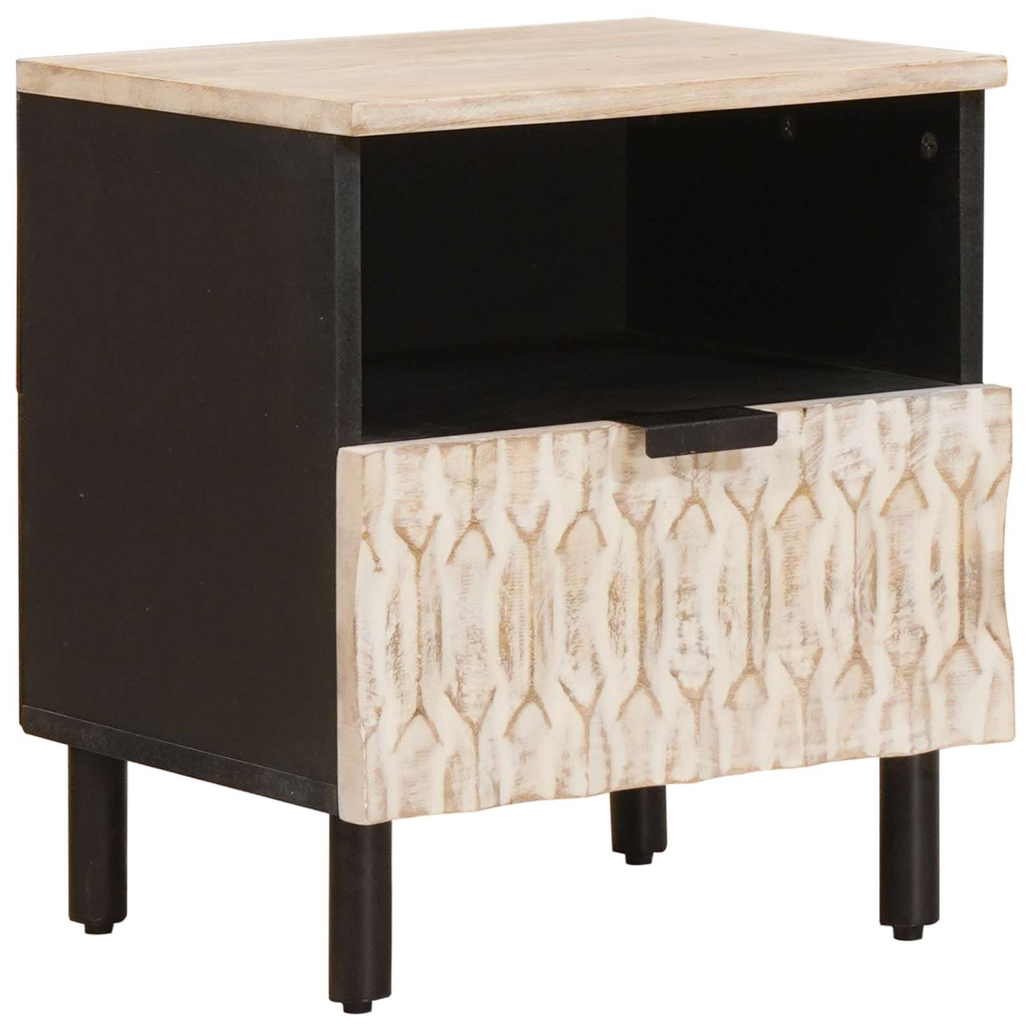 Bedside Cabinet 2 pcs White 40 x 33 x 46 cm Solid Mango Wood