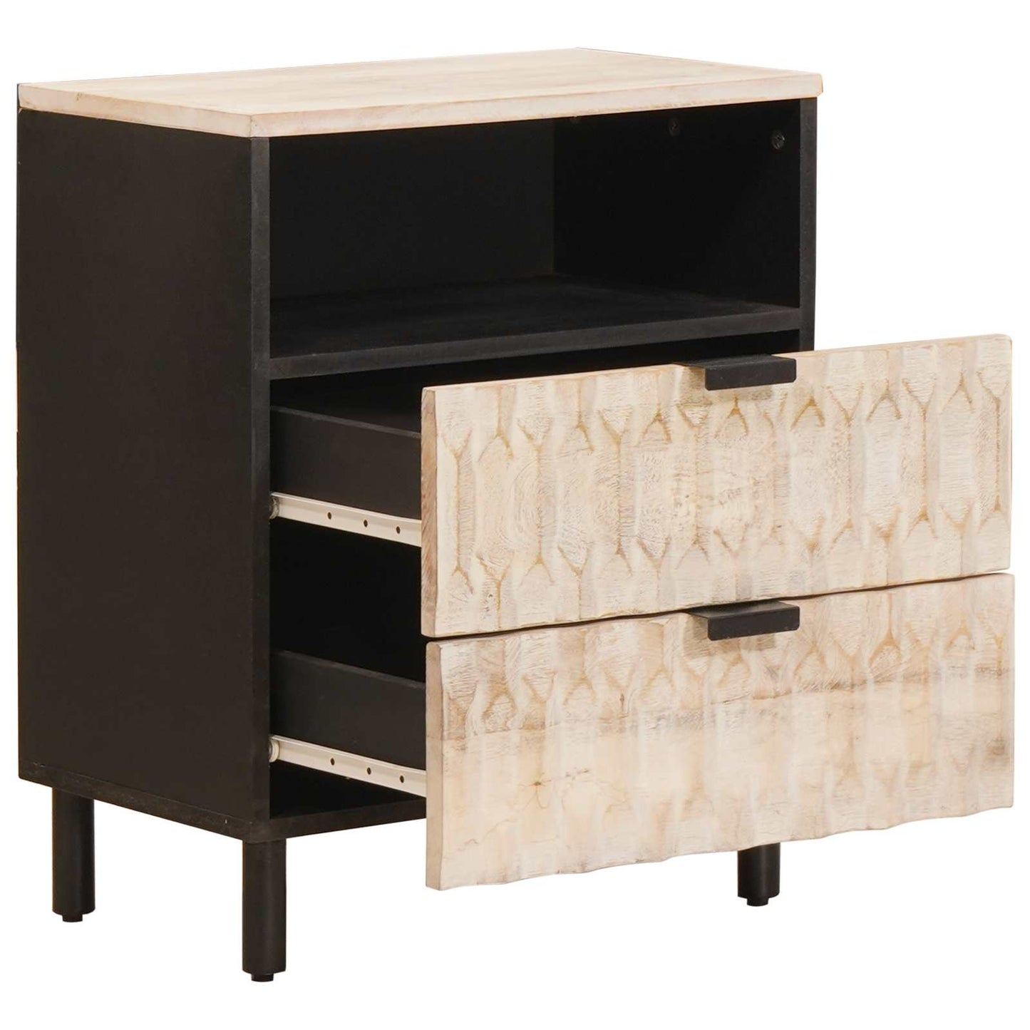 Bedside Cabinet White 50 x 33 x 60 cm Solid Mango Wood