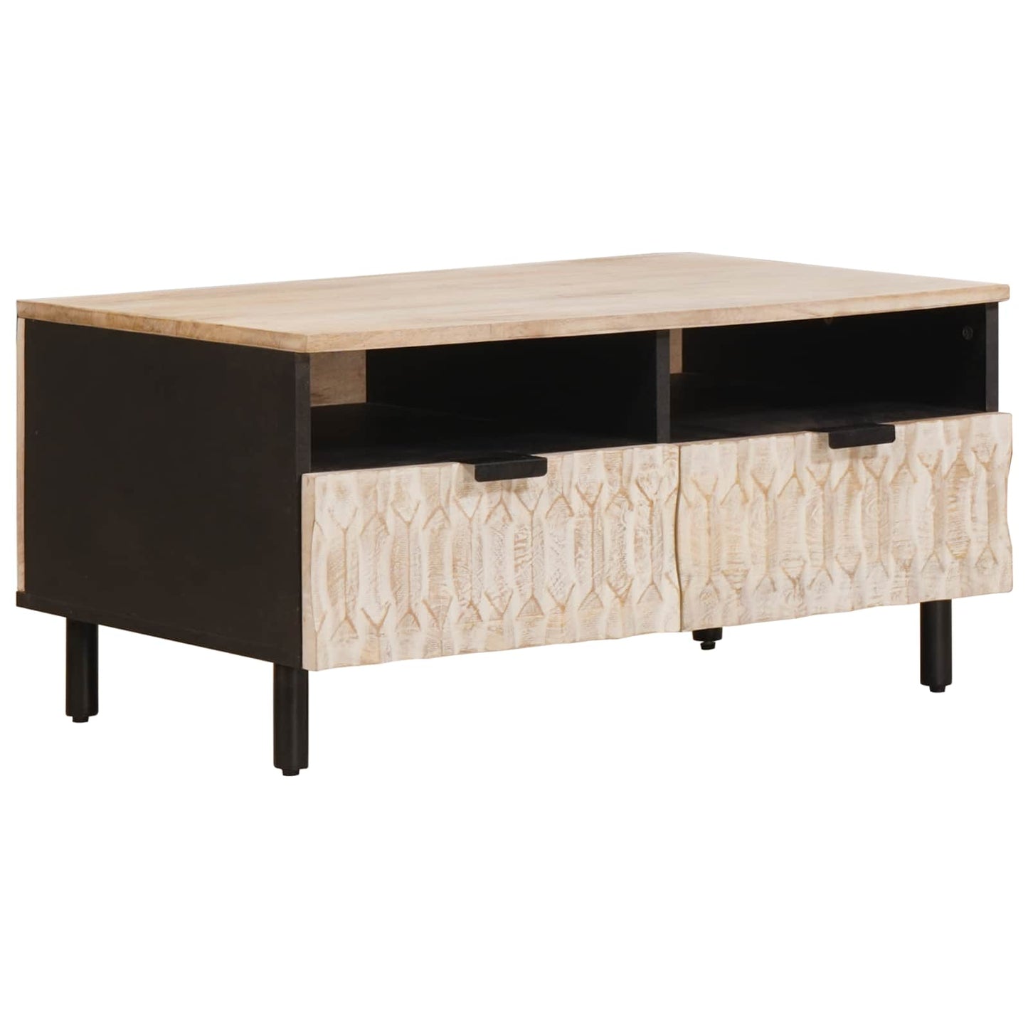 Coffee Table with Drawer White 80 x 54 x 40 cm Solid Mango Wood