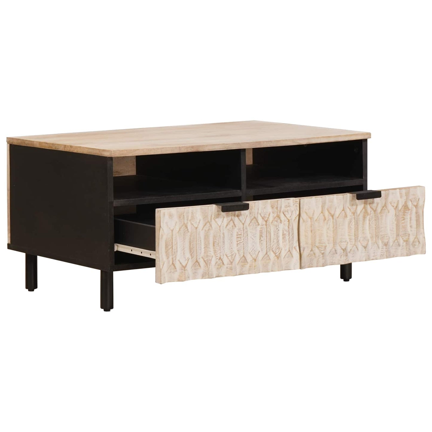 Coffee Table with Drawer White 80 x 54 x 40 cm Solid Mango Wood