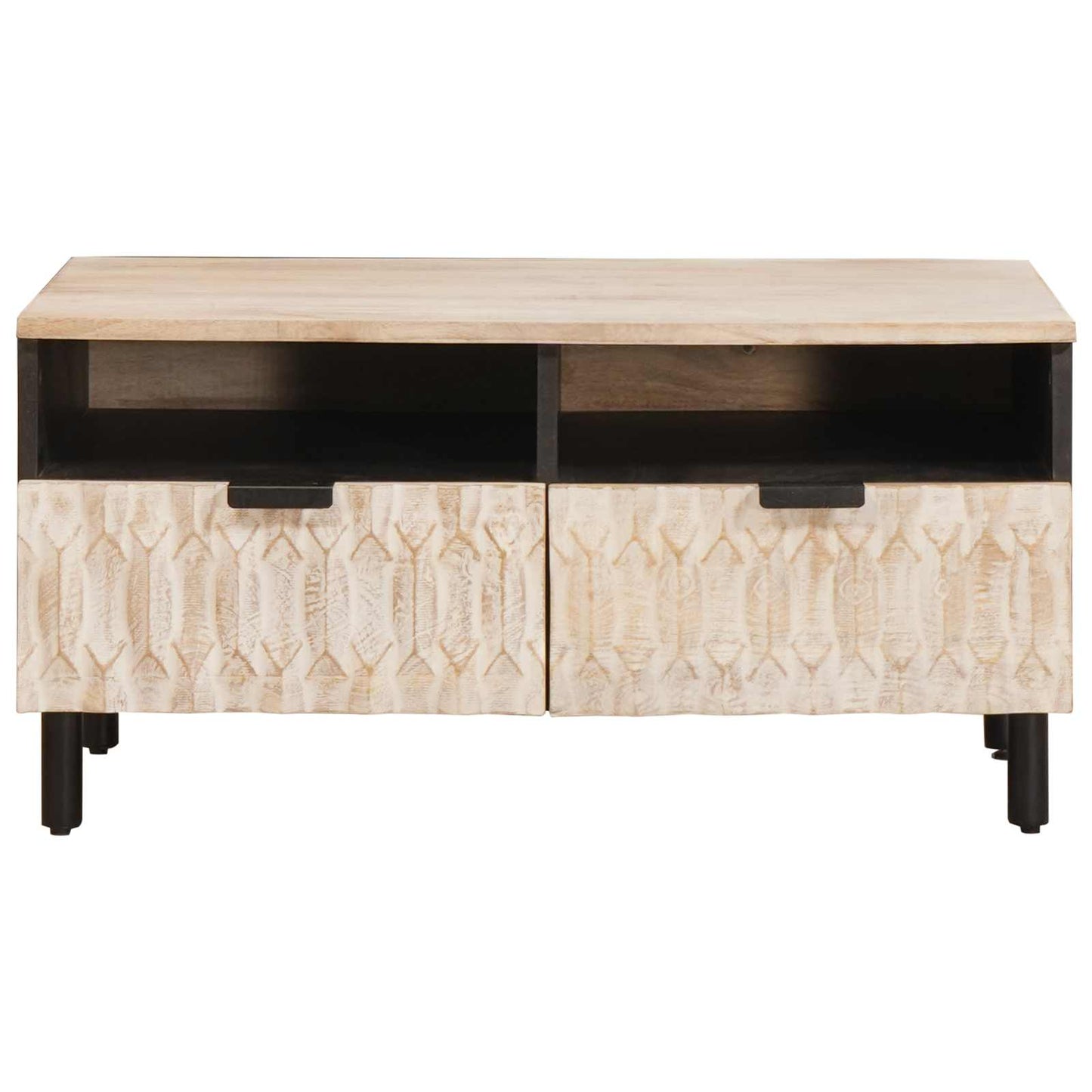 Coffee Table with Drawer White 80 x 54 x 40 cm Solid Mango Wood