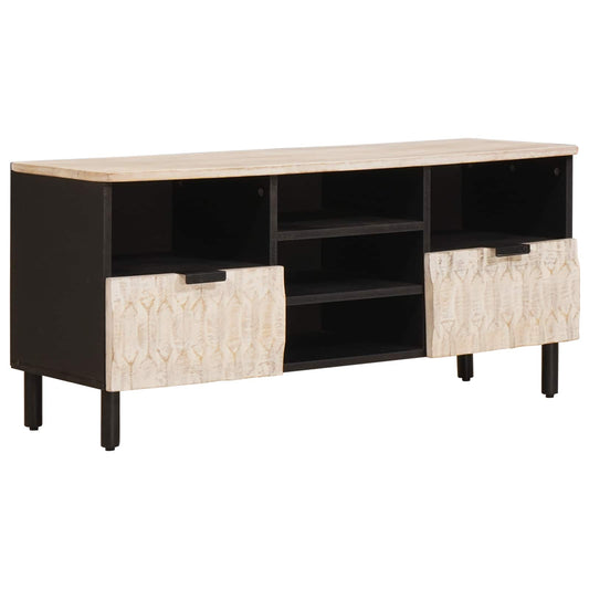 TV Cabinet White Wash Finish 100 x 33 x 46 cm Solid Mango Wood