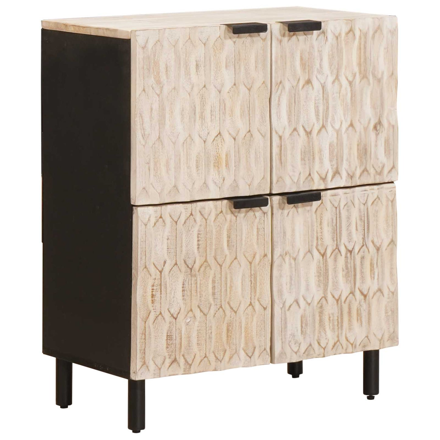 Sideboard White Wash Finish 60 x 33 x 75 cm Solid Mango Wood