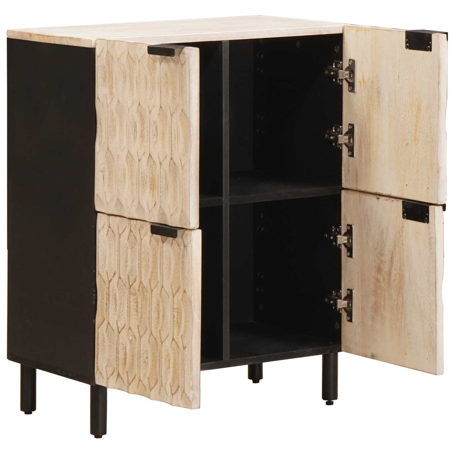 Sideboard White Wash Finish 60 x 33 x 75 cm Solid Mango Wood