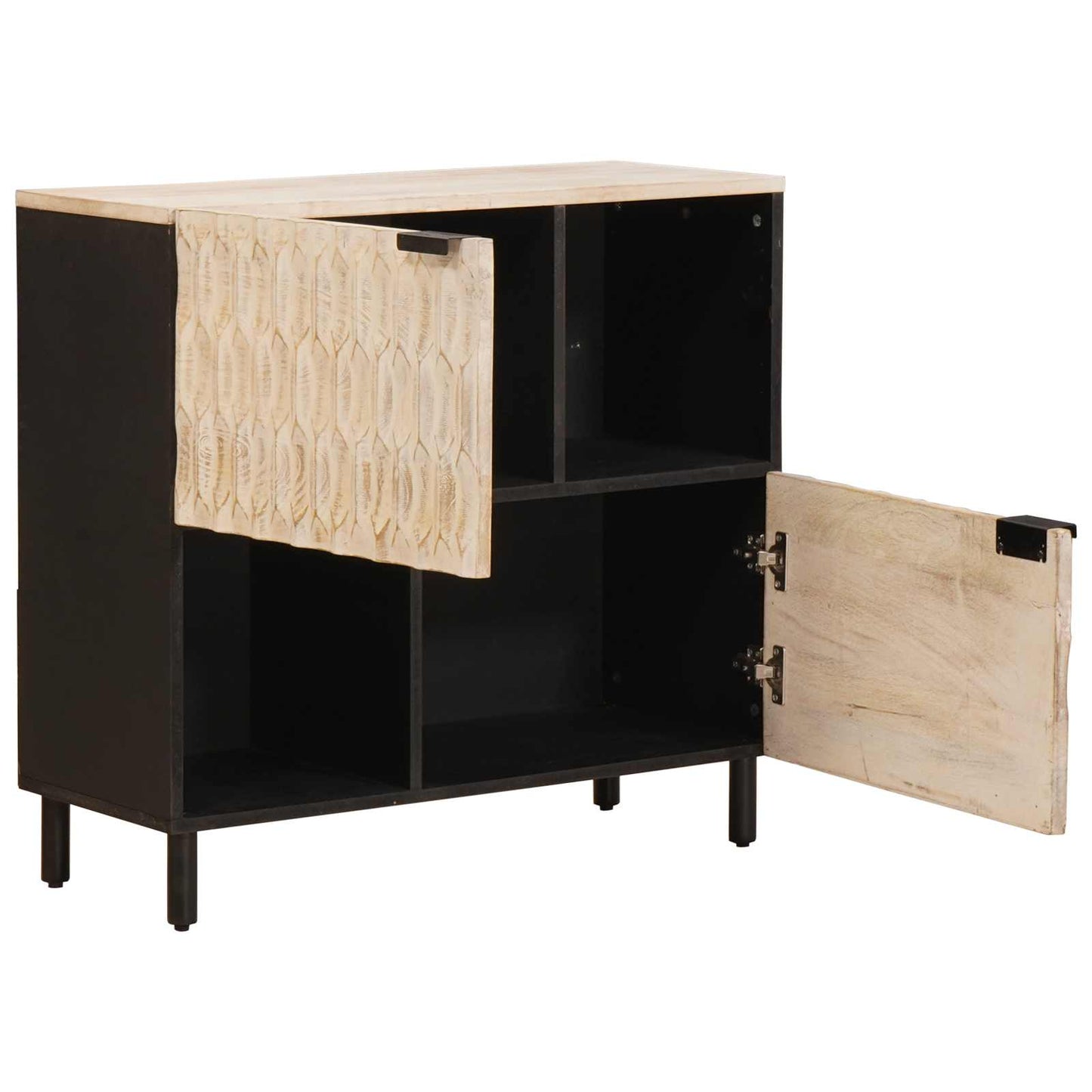 Sideboard White Wash Finish 80 x 33 x 75 cm Solid Mango Wood