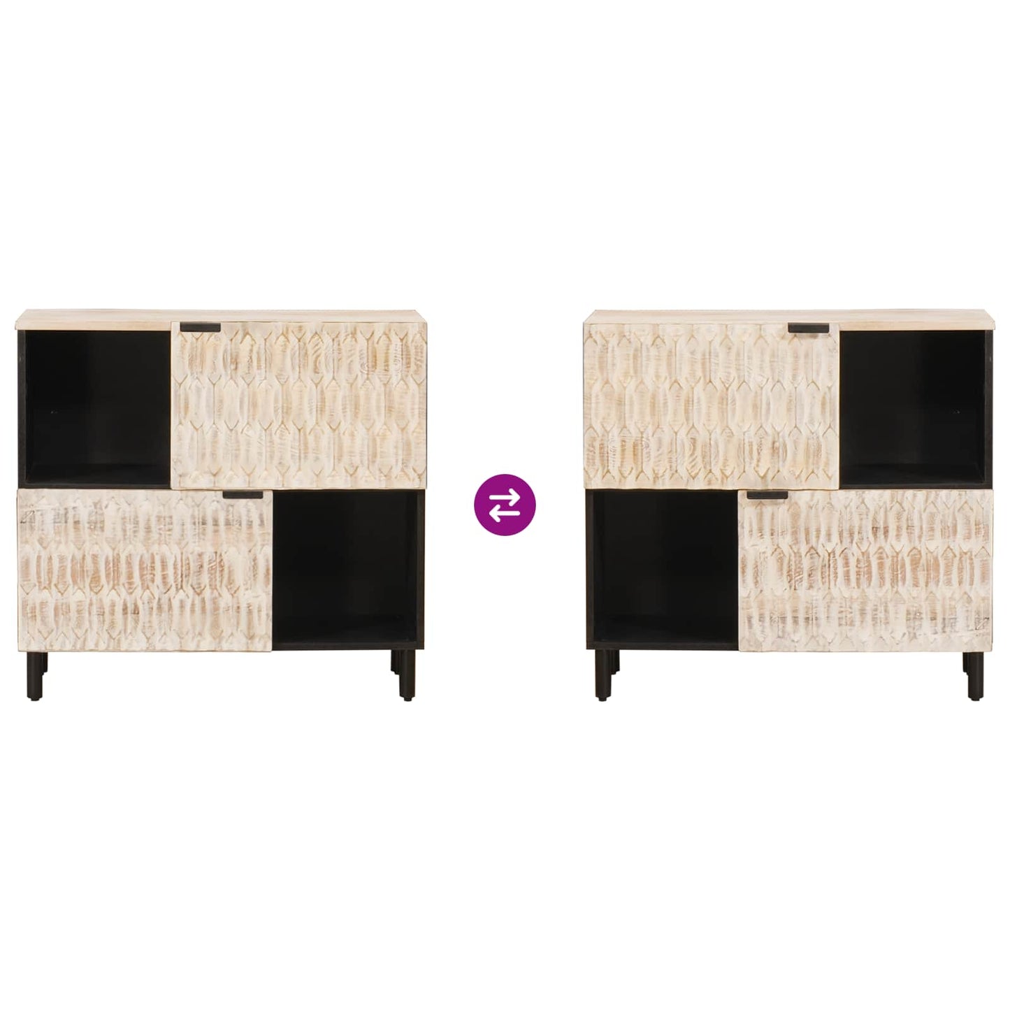 Sideboard White Wash Finish 80 x 33 x 75 cm Solid Mango Wood