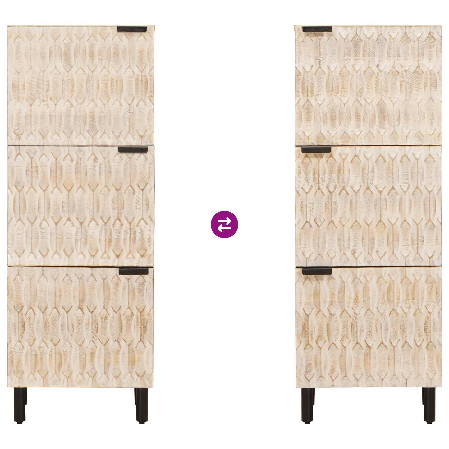 Highboard White Wash Finish 40 x 33 x 110 cm Solid Mango Wood