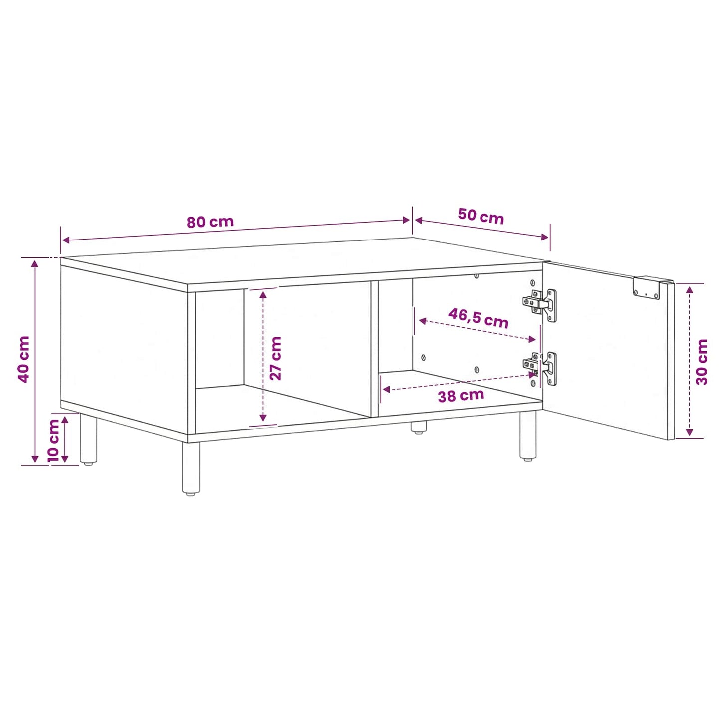 Coffee Table Brown 80 x 50 x 40 cm Solid Mango Wood