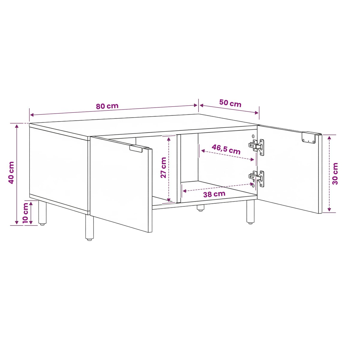 Coffee Table Brown 80 x 50 x 40 cm Solid Mango Wood