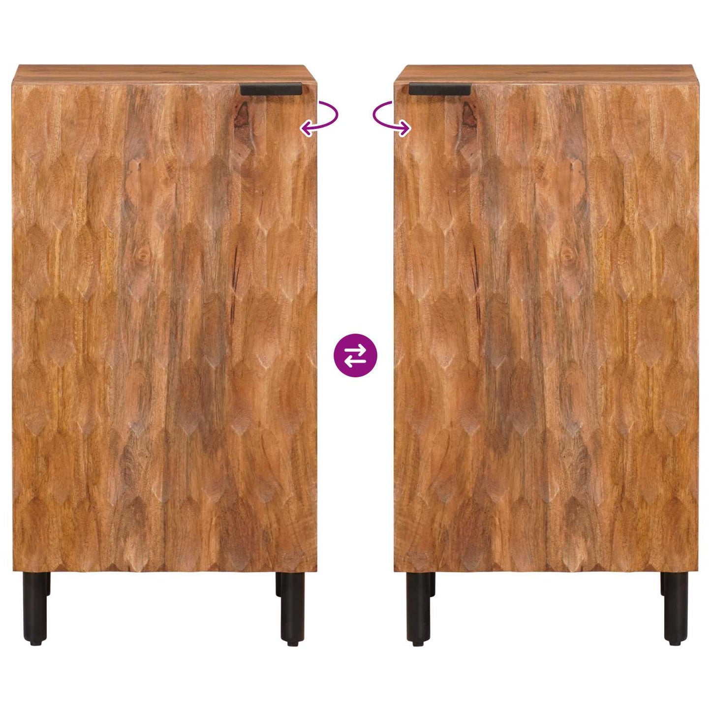 Sideboard Acacia Brown Finish 40 x 33 x 75 cm Solid Mango Wood