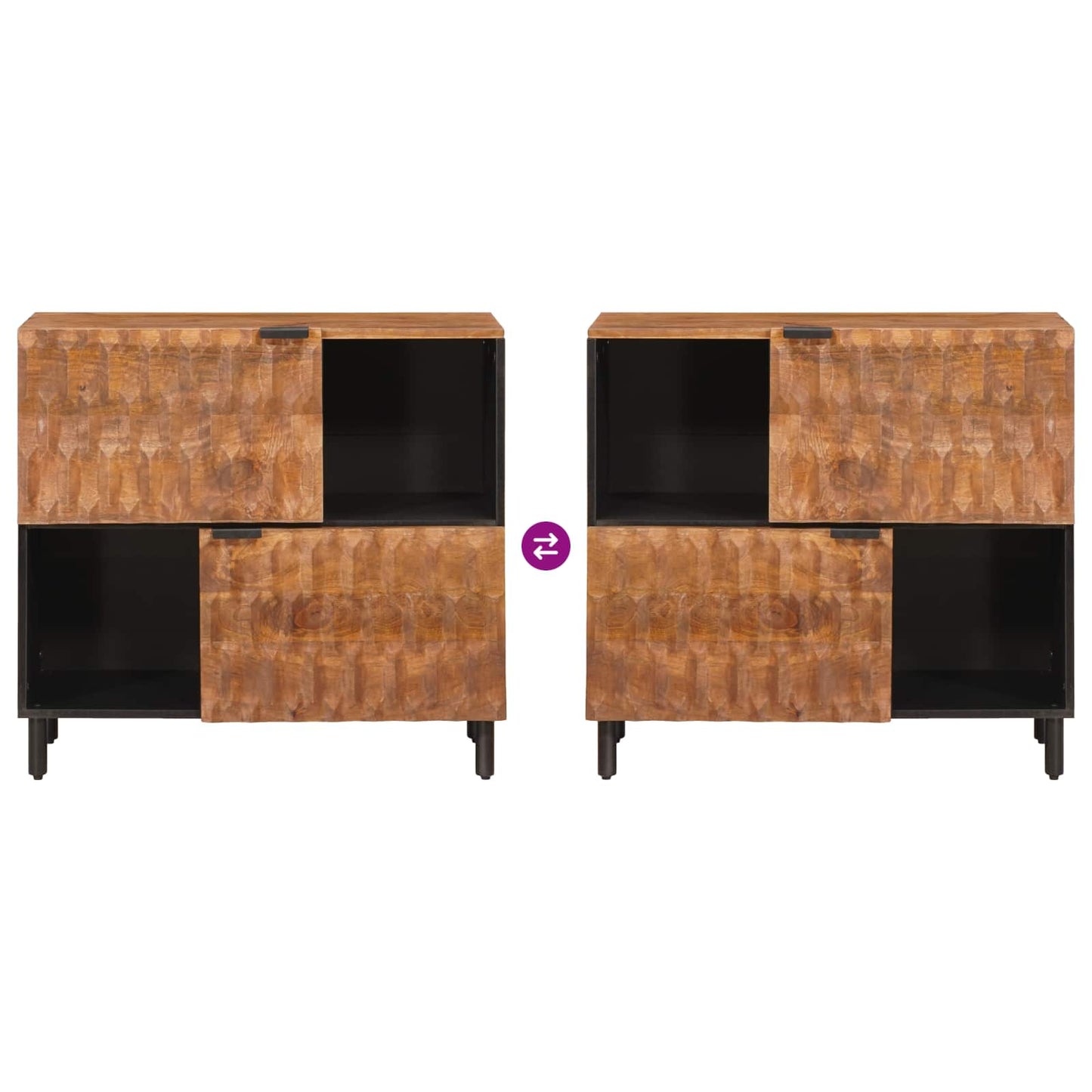 Sideboard Acacia Brown Finish 80 x 33 x 75 cm Solid Mango Wood