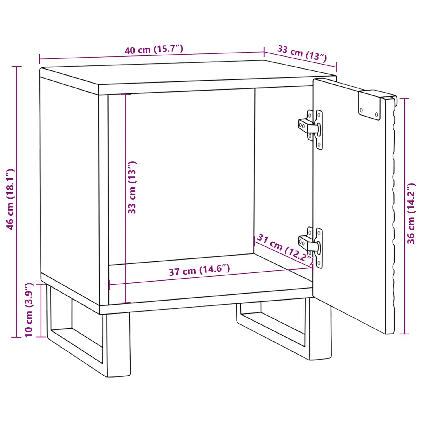 Bedside Cabinet Natural 40 x 33 x 46 cm Engineered Wood