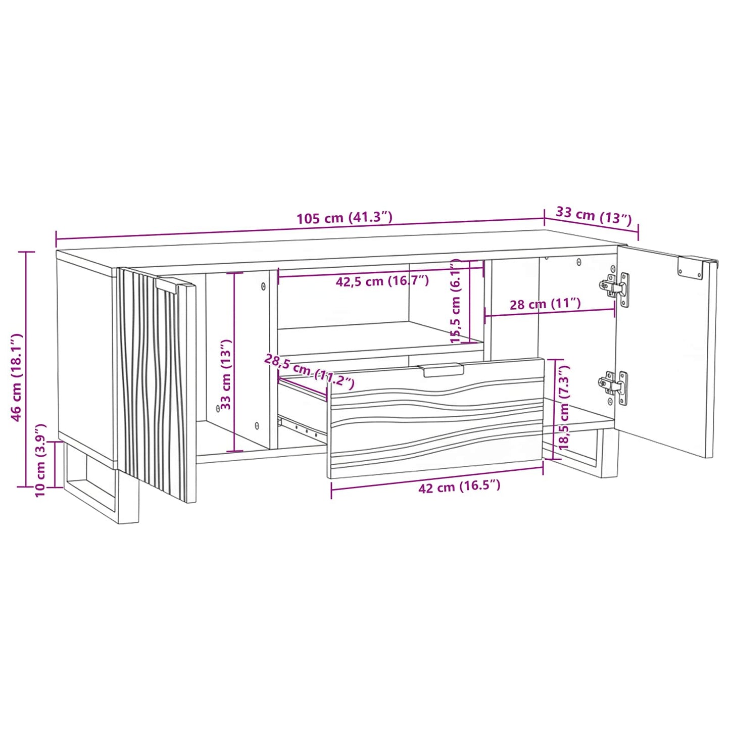 TV Units with Drawer Walnut 105 x 33 x 46 cm Engineered wood
